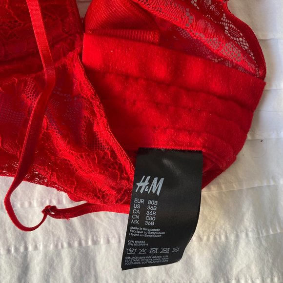 H&M | Padded red sheer lace bustier top - Picture 4 of 4